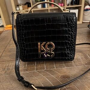 Michael Kors Black Croc-Embossed Crossbody Bag